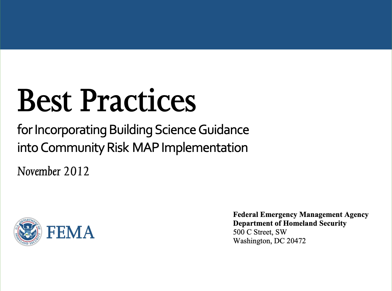Community Risk MAP Implementation FEMA Best Practices